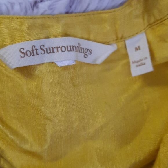 Soft Surroundings Yellow Embroidered Floral Beaded Boho Tassel Tunic Size Medium - Picture 5 of 9